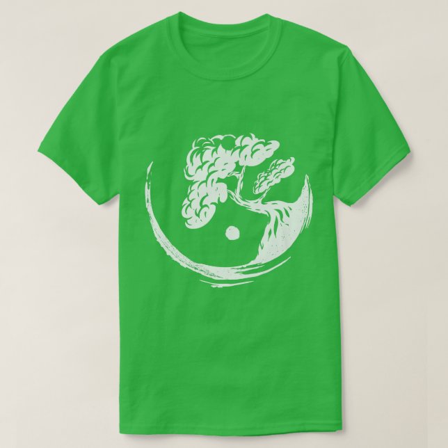Bonsai Tree Yin Yang Japan Buddha Yoga Meditation  T-Shirt (Design Front)