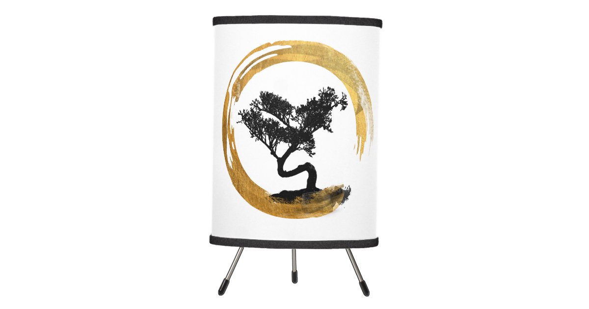 Bonsai Tree Zen Enso Circl Feng Shui Calligraphy Tripod Lamp Zazzle Com