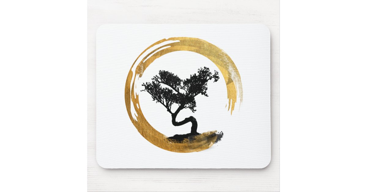 Bonsai Tree Zen Enso Circle Watercolor Art Mouse Pad Zazzle Com