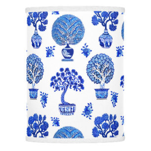 Bonsai Trees Pattern in Cobalt Blue and White Lamp Shade