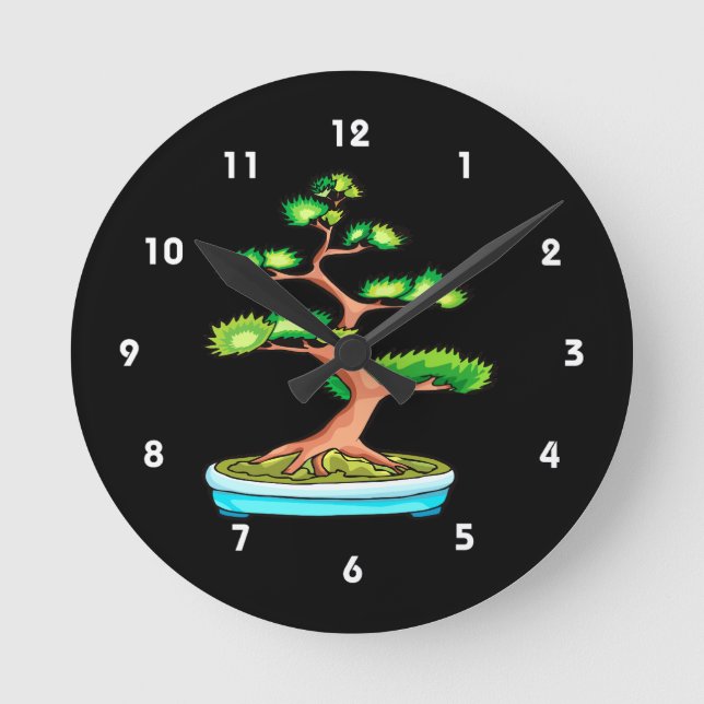 bonsai upright tree graphic green.png round clock (Front)