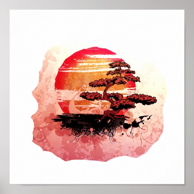 Bonsai Vintage Graphic Cool Red Version Poster (Front)