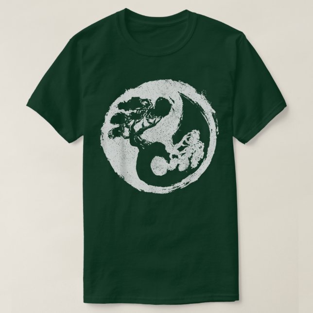 Bonsai Yin Yang Symbol Japanese Zen Buddhism Buddh T-Shirt (Design Front)