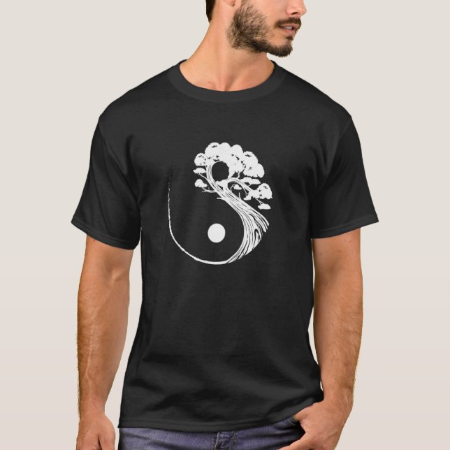 Bonsai Yin Yang Zen Bonsai Tree Meditation Tee Pea (Front)