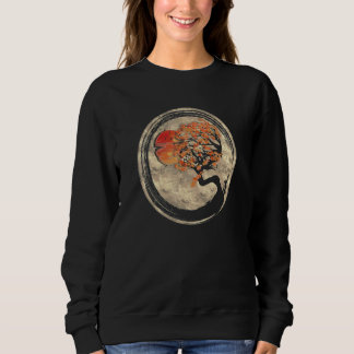 Bonsai Zen Buddhist Enso Circle Tree In Japanese Sweatshirt