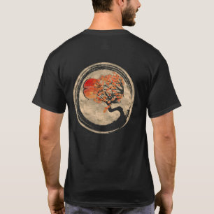 Bonsai Zen Buddhist Enso Circle Tree In Japanese T-Shirt