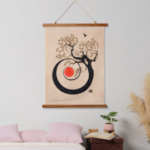 Bonsai Zen Spiral of life Hanging Tapestry