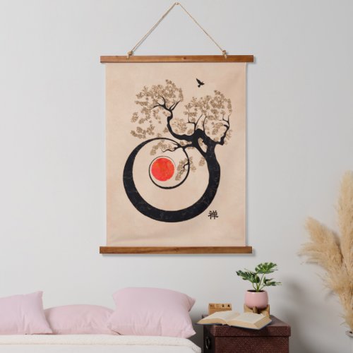 Bonsai Zen Spiral of life Hanging Tapestry