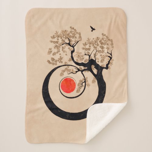 Bonsai Zen Spiral of life Sherpa Blanket