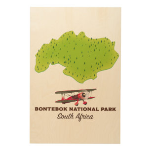 Bontebok National Park South Africa map Wood Wall Art