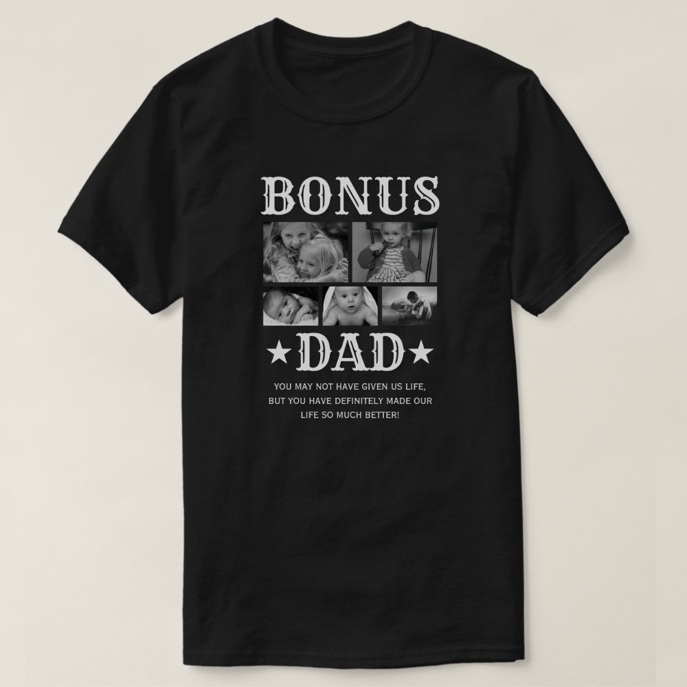 Bonus Dad 5 Photo Personalized T-Shirt