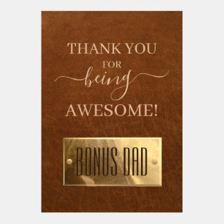 Bonus Dad Brown Leather Look Father's Day Card