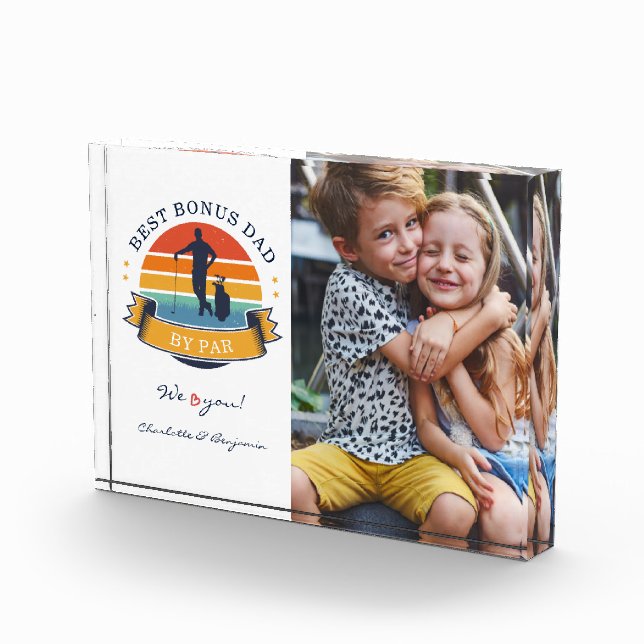 Bonus Dad By Par Retro Step Fathers Day Photo Block (Right)