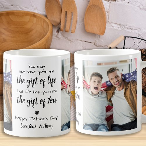 BONUS DAD Custom 2 Photo Step Dad Fathers Day Coffee Mug