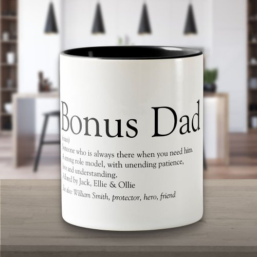 Bonus Dad Definition Fathers Day Stepfather Two_Tone Coffee Mug