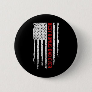Bonus Dad Ever American Usa Flag Fathers Day Gift Button