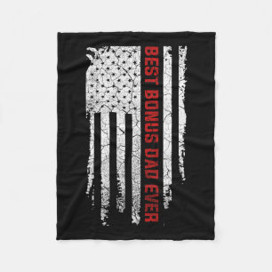 Bonus Dad Ever American Usa Flag Fathers Day Gift  Fleece Blanket