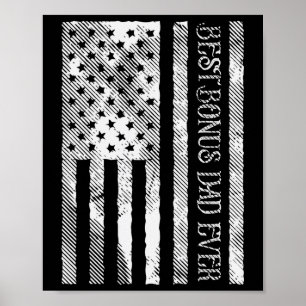 Bonus Dad Ever Us Flag Vintage Patriot Stepdad Men Poster