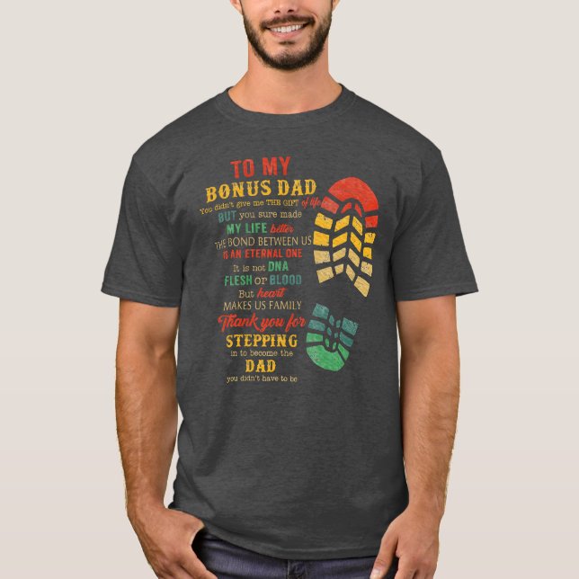 Bonus Dad Fathers Day From Stepdad retro T-Shirt (Front)