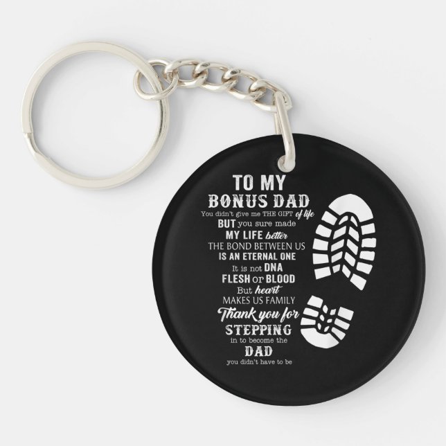 Bonus Dad Fathers Day Gift from Stepdad for Daught Keychain (Front)