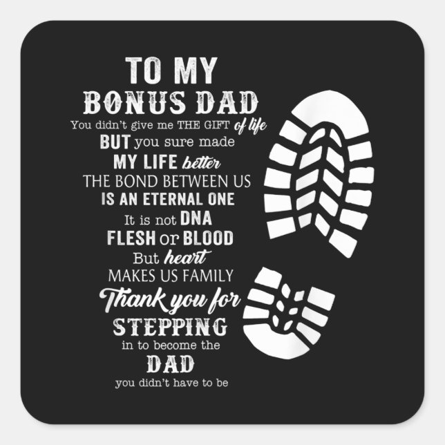 Bonus Dad Fathers Day Gift from Stepdad for Daught Square Sticker (Front)