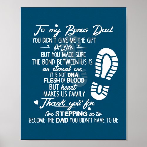 Bonus Dad Fathers Day Gift from Stepdad for Poster