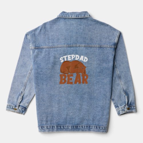 Bonus Dad Fathers Day Stepfather Stepdad Bear Step Denim Jacket