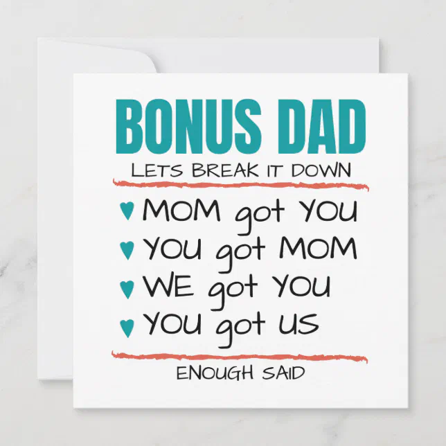 Bonus Dad, Funny Gift for Step-Dad Card Zazzle