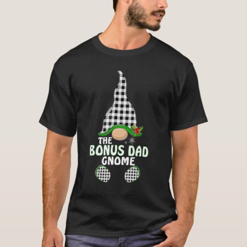 Bonus Dad Gnome Buffalo Plaid Matching Christmas P T_Shirt