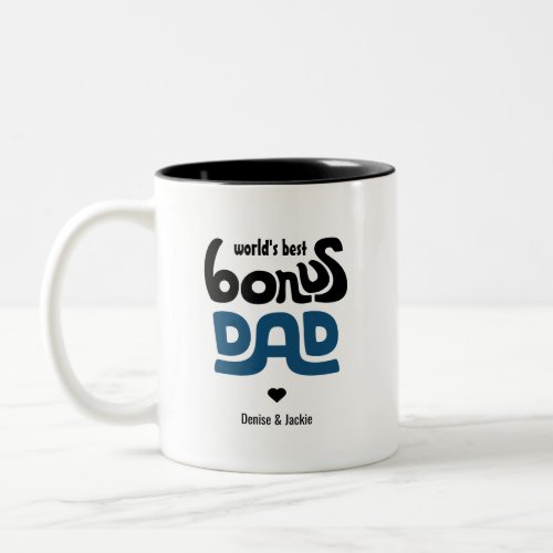 Bonus Dad Hand Drawn Blue and Black Two_Tone Coffee Mug