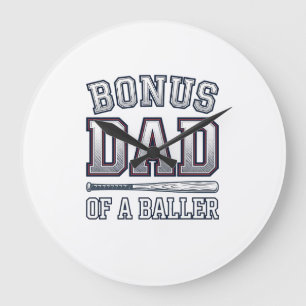 Bonus Dad of a Baller Vintage Sports Shirt Design_ Large Clock