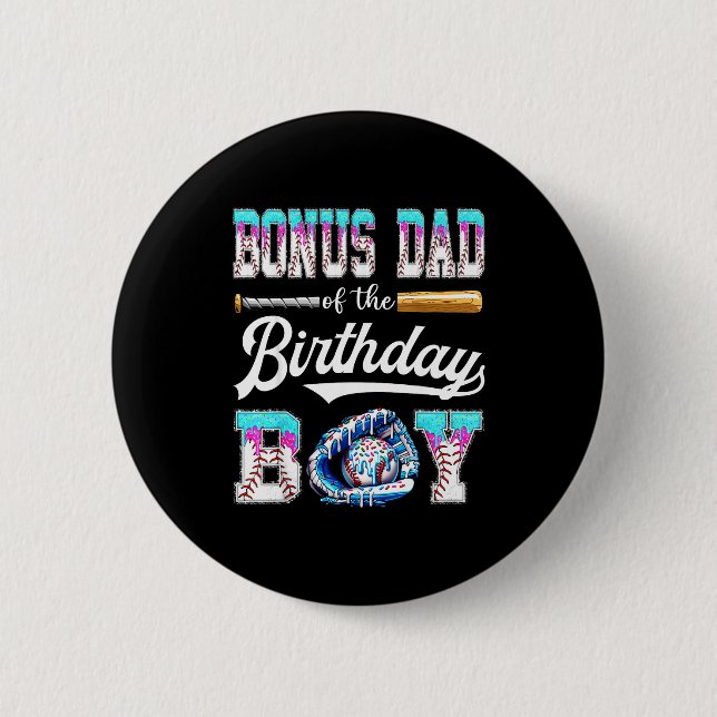 Bonus Dad Of The Birthday Boy Baseball Ice Cream D Button (Front)