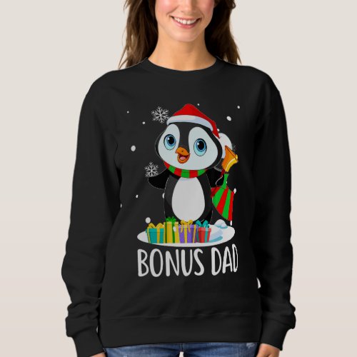 Bonus Dad Penguins Santa Hat  Christmas Matching F Sweatshirt