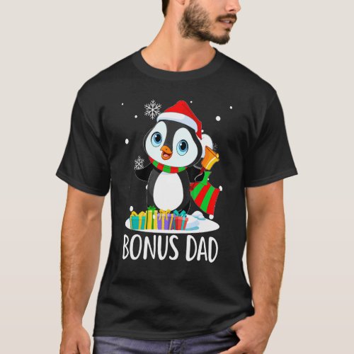 Bonus Dad Penguins Santa Hat  Christmas Matching F T_Shirt