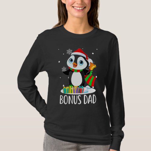 Bonus Dad Penguins Santa Hat  Christmas Matching F T_Shirt
