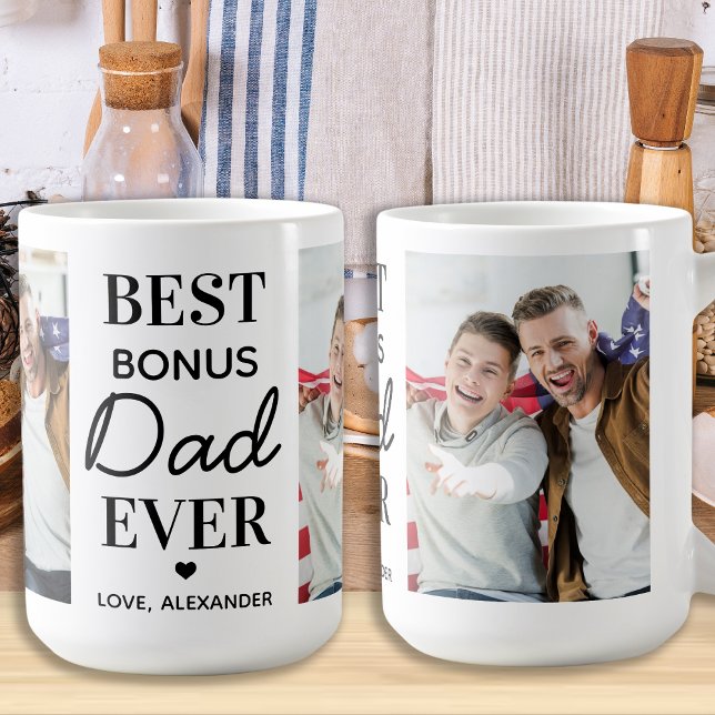 BONUS DAD Personalized 2 Photo Father's Day Coffee Mug (Creator Uploaded)
