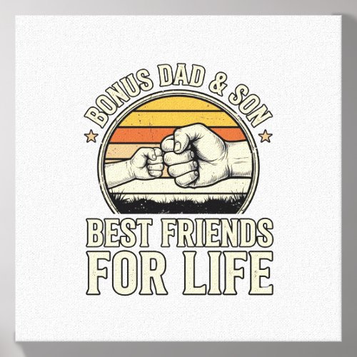 Bonus Dad & Son Best Friends Vintage Shirt Design_ Canvas Photo Tile