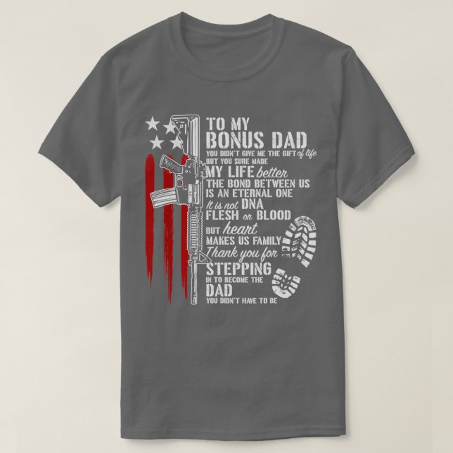 Bonus Dad Step Dad Proud Daddy Gun  T-Shirt (Design Front)