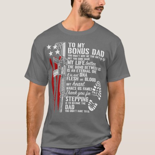 Bonus Dad Step Dad Proud Daddy Gun  T_Shirt