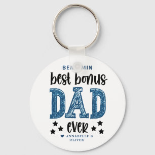 "Bonus Dad" Step Dad Typography Keychain