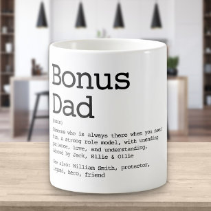Bonus Dad Stepdad Definition Black And White Coffee Mug