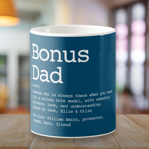 Bonus Dad Stepdad Definition Modern Blue Coffee Mug