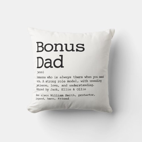 Bonus Dad Stepdad Definition Modern Throw Pillow