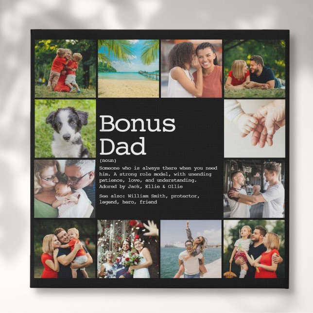 Bonus Dad Stepfather Definition Photo Collage Faux Canvas Print (Bonus Dad Stepfather Definition Photo Collage Faux Canvas Print)