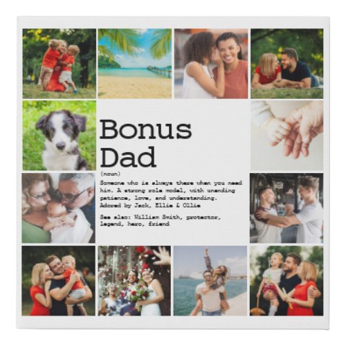 Bonus Dad Stepfather Definition Photo Faux Canvas Print