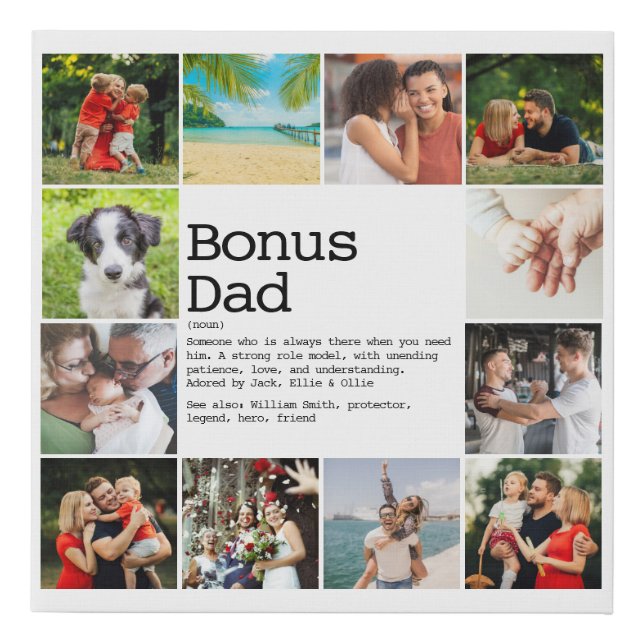Bonus Dad Stepfather Definition Photo Faux Canvas Print (Front)