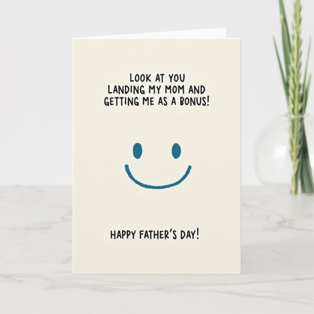 Bonus Dad Teal Smile Fathers Day Card (Front)