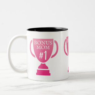 Bonus Mom #1 Trophy Mother's Day Two-Tone Coffee Mug