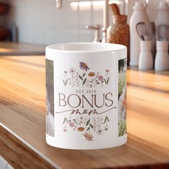 Bonus Mom 2 Photo Year Established Coffee Mug (Creator Uploaded)