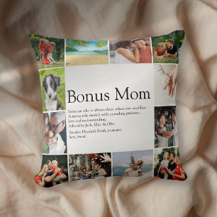 Bonus Mom Definition 12 Photo Collage Throw Pillow
